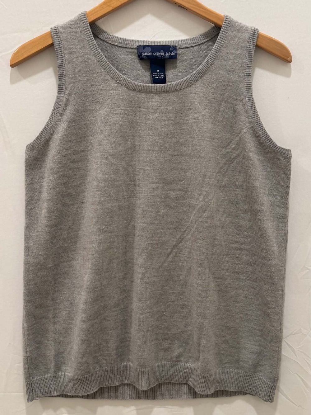 Susan Graver Gray Knit Tank Top - Women's M